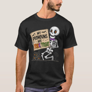 Mijn voornaamwoorden zijn trick treat t-shirt