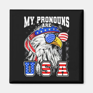 Mijn voornaamwoorden zijn USA Eagle American Funny Magneet