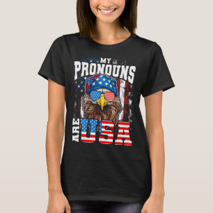 Mijn voornaamwoorden zijn USA Patriotic Eagle Funn T-shirt