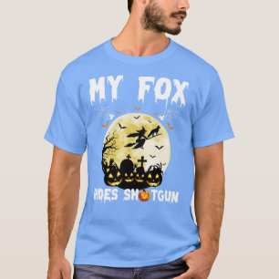 Mijn vos rijdt geschoten pompoen heks grappige hal t-shirt