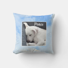 Mijn vrede geef Ik u Bijbelvers Hond in Blauwe Luc Kussen