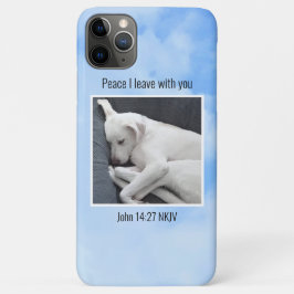 Mijn vrede Ik geef je Bijbel Verse Hond in Blue Sk iPhone 11 Pro Max Hoesje