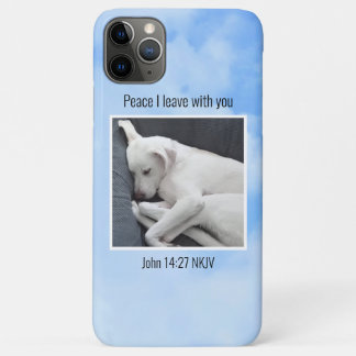 Mijn vrede Ik geef je Bijbel Verse Hond in Blue Sk iPhone 11 Pro Max Hoesje