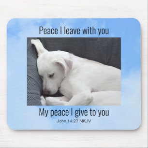 Mijn vrede Ik geef je Bijbel Verse Leuke Hond In W Muismat