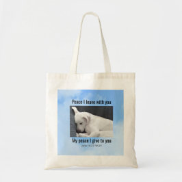 Mijn vrede Ik geef je Bijbel Verse Leuke Hond In W Tote Bag