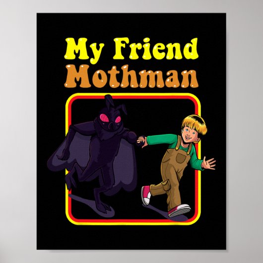 Mijn vriend Mothman Leuke Retro Cryptid Creatures Poster (Voorkant)