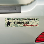 Mijn vriend vecht tegen terrorisme bumpersticker (Op auto)