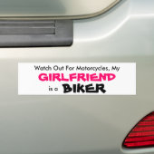 Mijn Vriendin is een Bumpersticker van Biker (Op auto)