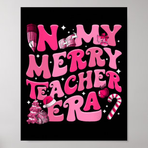 Mijn Vrolijke Leraar Era Retro Groovy Leraar Kerst Poster