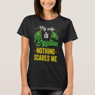 Mijn vrouw is Braziliaans Brazilië Erfgoed Roots V T-shirt