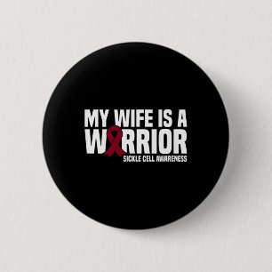 Mijn vrouw is een krijger Bourgondische lint sikke Ronde Button 5,7 Cm
