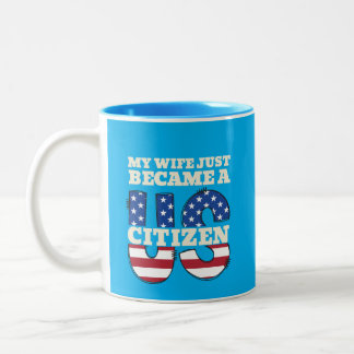 Mijn vrouw is net een Amerikaans staatsburger gewo Tweekleurige Koffiemok