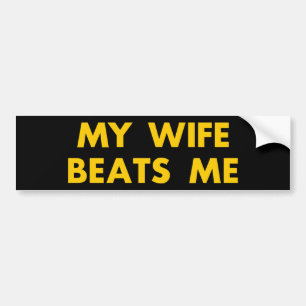 Mijn vrouw slaat me retro grappig bumpersticker