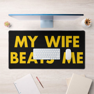 Mijn vrouw slaat me retro  grappig bureaumat