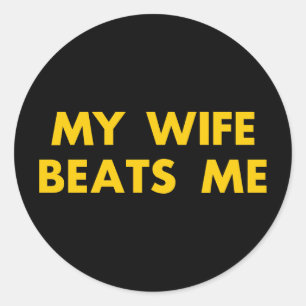 Mijn vrouw slaat me retro  grappig ronde sticker