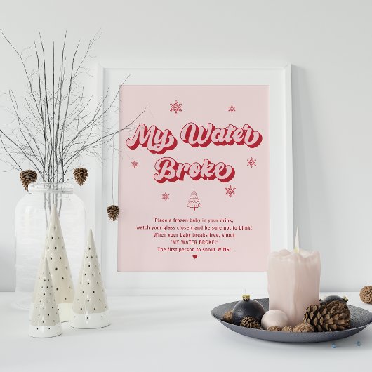 Mijn water brak kerst Baby shower spel Poster