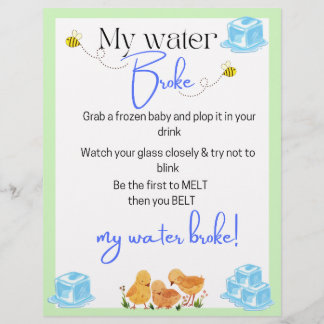 Mijn water is gebroken baby shower spel briefhoofd
