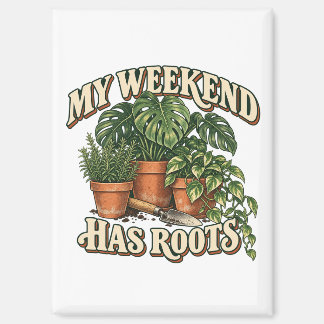 Mijn Weekend Heeft Roots Retro Kamerplanten Magneet