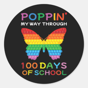 Mijn weg door 100 dagen van school vlinder meisjes ronde sticker