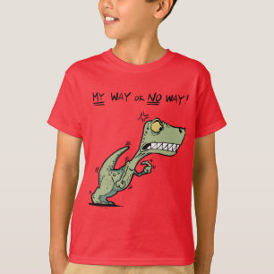 Mijn weg of niet. Angry Dinosaur Fun Kinder T-shirt