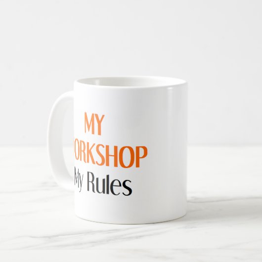 mijn werkplaats mijn regels koffiemok (Voorkant links)