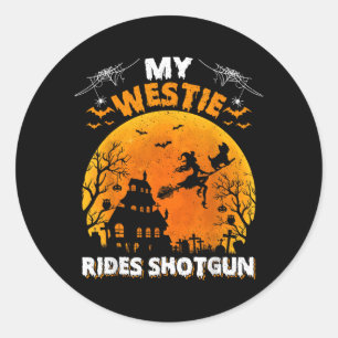 Mijn Westie-rit schoot grappige Westie-hond Hallow Ronde Sticker