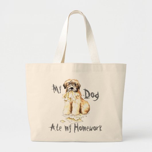Mijn Wheaten Ate Mijn thuiswerk Grote Tote Bag (Voorkant)