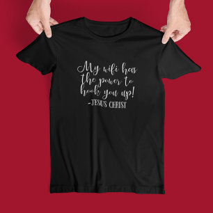 Mijn WiFi Heeft Kracht Jezus Christus Leuk Zwart T-shirt