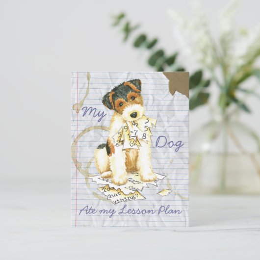 Mijn Wire Fox Terrier Ate Mijn Lesson Plan Briefkaart (Staand voorkant)