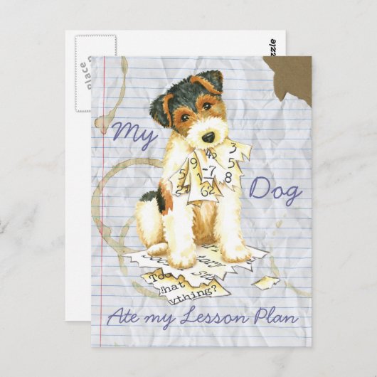 Mijn Wire Fox Terrier Ate Mijn Lesson Plan Briefkaart (Voorkant / Achterkant)