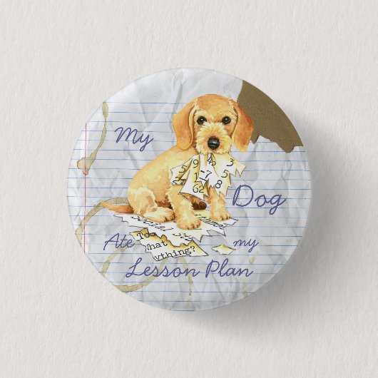 Mijn Wirehaire Dachshund Ate mijn Lesson Plan Ronde Button 3,2 Cm (Voorkant)