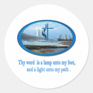 Mijn woord is een lamp psalm 119 geschenken ronde sticker