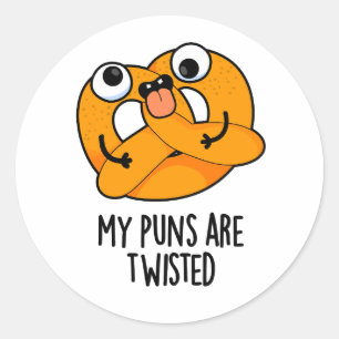Mijn woordgrappen zijn verdraaid leuke pretzel-gra ronde sticker