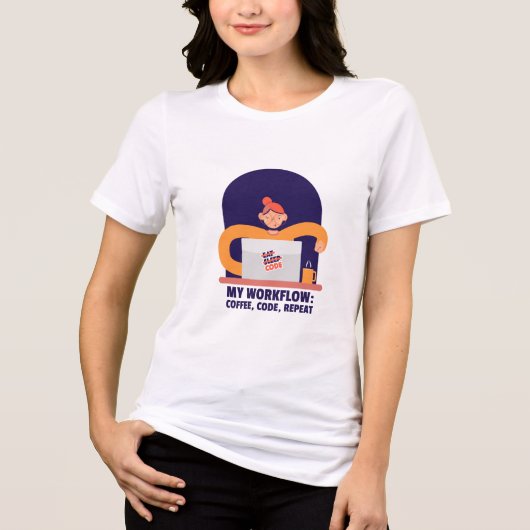 Mijn workflow: koffie, code, herhaal drukke Kantoo Tri-Blend Shirt (Voorkant)