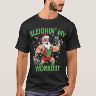 Mijn workout sleeën Funny Kerst gym vriend T-shirt