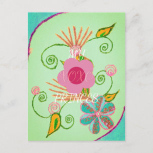 Mijn XOXO Little Princess Floral Art Print Design Briefkaart