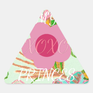 Mijn XOXO Little Princess Floral Art Print Design Driehoek Sticker