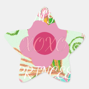 Mijn XOXO Little Princess Floral Art Print Design Ster Sticker