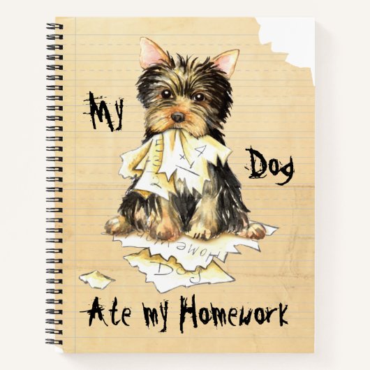 Mijn Yorkie at mijn huiswerk Notitieboek (Voorkant)