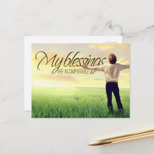 "Mijn zegeningen" Motivatie Affirmatie Briefkaart (Voorkant / Achterkant in situ)