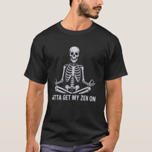 Mijn Zen Aanwezig Komische Skelet Yoga T-shirt