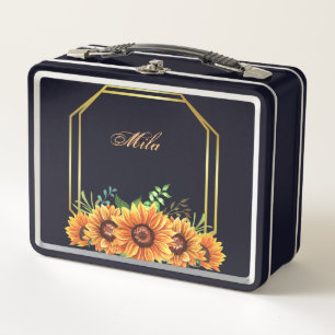 Mijn zoete box bloemen, zwarte lunchbox