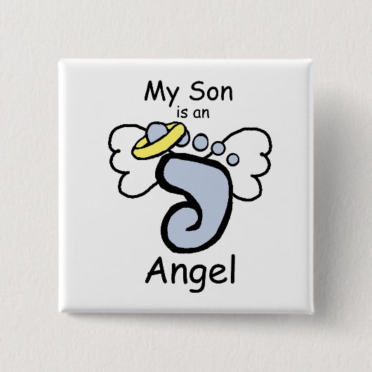 Mijn zoon is een Angel Pin Vierkante Button 5,1 Cm (Voorkant)
