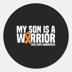 Mijn zoon is een krijger Oranje lint Rsdcrps bewus Ronde Sticker