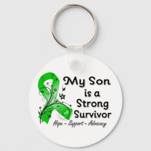 Mijn zoon is een sterk Survivor Green Ribbon Sleutelhanger