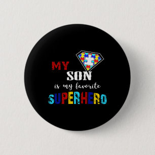 Mijn zoon is mijn favoriete superheld Autism Aware Ronde Button 5,7 Cm