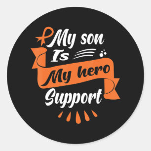 Mijn zoon is mijn steun voor leukemiekanker Awaren Ronde Sticker