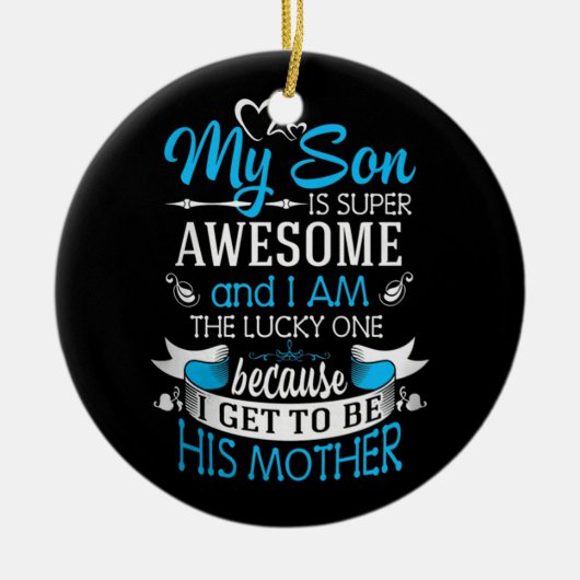 Mijn zoon is super geweldige keramisch ornament (Voorkant)