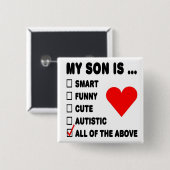 Mijn zoon is... vierkante button 5,1 cm (Voorkant /achterkant)