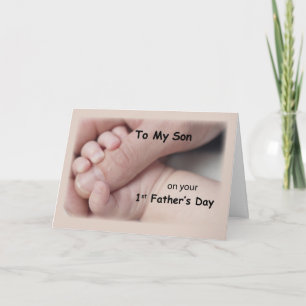 Mijn zoon op de eerste Vaderdag Baby hand in hand Kaart
